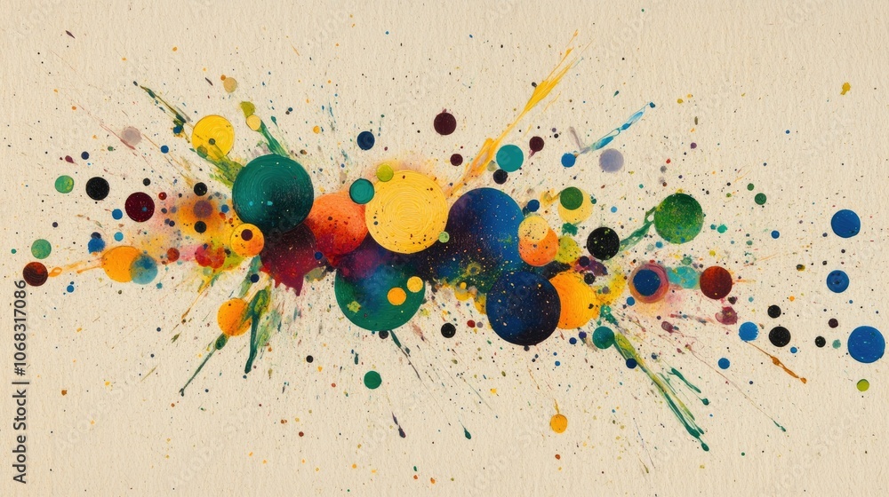 Poster colorful abstract pattern with splashes and circles