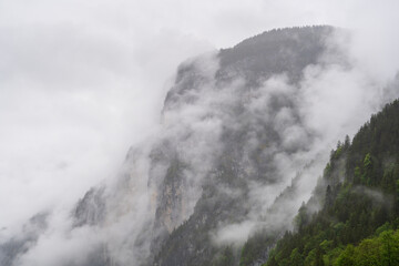Lauterbrunnen, Village in Switzerland, in the Swiss Alps, Beautiful Valley with rocky cliffs and Waterfalls, Known as the Land of 72 Waterfalls