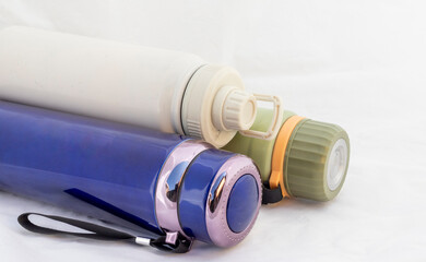 Colorful Thermos Bottles with Lids and Straps