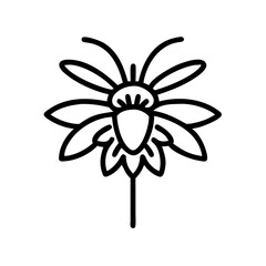 bee balm flower vector icon, vector flower illustration, flower icon - simple vector illustration of a bee balm flower, ideal for floral designs, botanical art, and nature-themed projects..