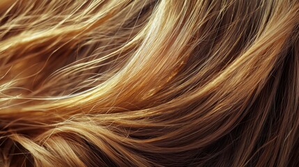 Naklejka premium Golden Strands of Silky Hair Texture Close-Up