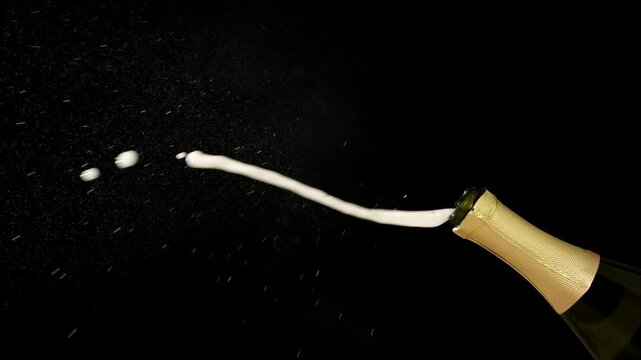 4K - Champagne bottle cork popping