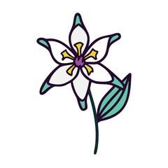 Naklejka premium columbine flower vector icon, vector flower illustration, flower icon - simple vector illustration of a columbine flower, ideal for floral designs, botanical art, and nature-themed projects..