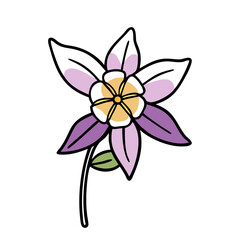 columbine flower vector icon, vector flower illustration, flower icon - simple vector illustration of a columbine flower, ideal for floral designs, botanical art, and nature-themed projects..