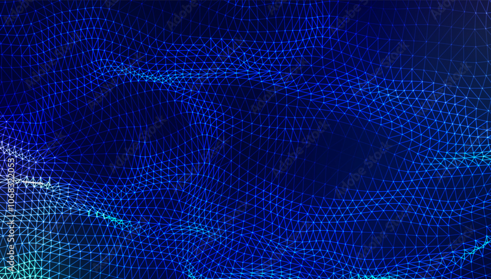 Poster abstract geometric big data mesh pattern in blue hues with a geometric grid. abstract digital futuri