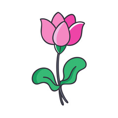 cyclamen flower vector icon, vector flower illustration, flower icon - simple vector illustration of a cyclamen flower, ideal for floral designs, botanical art, and nature-themed projects..
