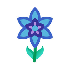 delphinium flower vector icon, vector flower illustration, flower icon - simple vector illustration of a delphinium flower, ideal for floral designs, botanical art, and nature-themed projects..