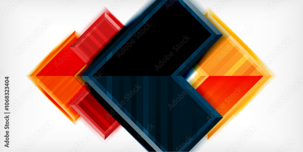 Poster arrow symbols created with 3d effects and line texture geometric abstract background