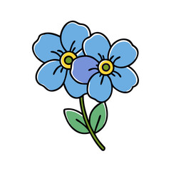 Fototapeta premium forget me not flower vector icon, vector flower illustration, flower icon - simple vector illustration of a forget me not flower, ideal for floral designs, botanical art, and nature-themed projects..