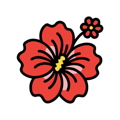 hibiscus  flower vector icon, vector flower illustration, flower icon - simple vector illustration of a hibiscus  flower, ideal for floral designs, botanical art, and nature-themed projects..