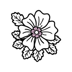 Obraz premium hollyhock flower vector icon, vector flower illustration, flower icon - simple vector illustration of a hollyhock flower, ideal for floral designs, botanical art, and nature-themed projects..