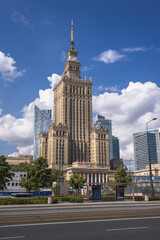 Obraz premium Landmark Skyscraper in Warsaw Skyline, Poland