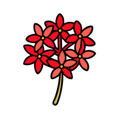 ixora flower vector icon, vector flower illustration, flower icon - simple vector illustration of a ixora flower, ideal for floral designs, botanical art, and nature-themed projects..