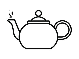 Obraz premium Teapot icon Kettle isolated icon, metal classic kettle vector outline on white background.