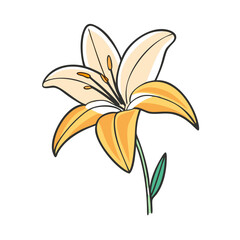 lily flower vector icon, vector flower illustration, flower icon - simple vector illustration of a lily flower, ideal for floral designs, botanical art, and nature-themed projects..