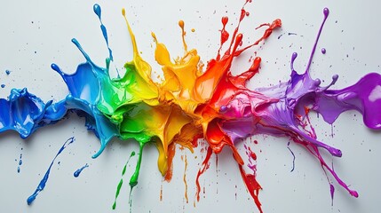 Vivid Paint Splash in Rainbow Colors for Artistic Expression