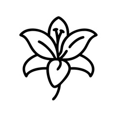 lily flower vector icon, vector flower illustration, flower icon - simple vector illustration of a lily flower, ideal for floral designs, botanical art, and nature-themed projects..
