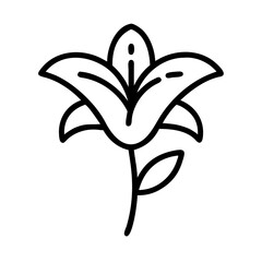 lily flower vector icon, vector flower illustration, flower icon - simple vector illustration of a lily flower, ideal for floral designs, botanical art, and nature-themed projects..