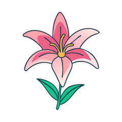 lily flower vector icon, vector flower illustration, flower icon - simple vector illustration of a lily flower, ideal for floral designs, botanical art, and nature-themed projects..
