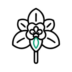 orchid flower vector icon, vector flower illustration, flower icon - simple vector illustration of a orchid flower, ideal for floral designs, botanical art, and nature-themed projects..