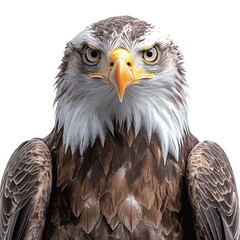 Obraz premium Close-up portrait of a bald eagle isolated on white background. 