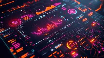 Obraz premium Abstract Futuristic Interface with Glowing Lines and Data