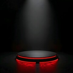 Round Black Podium with Glowing Edges for Awards Ceremony