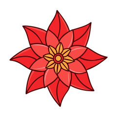 poinsettia flower vector icon, vector flower illustration, flower icon - simple vector illustration of a poinsettia flower, ideal for floral designs, botanical art, and nature-themed projects..