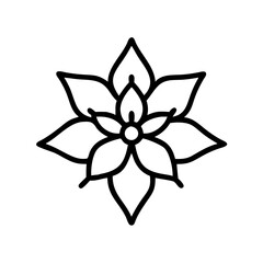 poinsettia flower vector icon, vector flower illustration, flower icon - simple vector illustration of a poinsettia flower, ideal for floral designs, botanical art, and nature-themed projects..