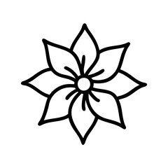 poinsettia flower vector icon, vector flower illustration, flower icon - simple vector illustration of a poinsettia flower, ideal for floral designs, botanical art, and nature-themed projects..