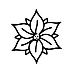 poinsettia flower vector icon, vector flower illustration, flower icon - simple vector illustration of a poinsettia flower, ideal for floral designs, botanical art, and nature-themed projects..