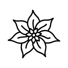 poinsettia flower vector icon, vector flower illustration, flower icon - simple vector illustration of a poinsettia flower, ideal for floral designs, botanical art, and nature-themed projects..
