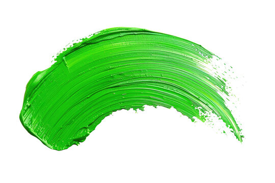 light green acrylic paint brush stroke isolated on white or transparent png