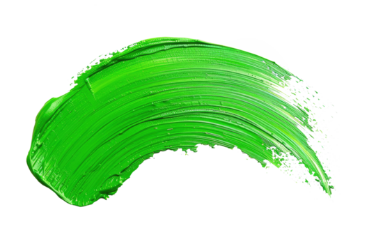 light green acrylic paint brush stroke isolated on white or transparent png