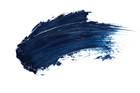 dark navy blue paint brush stroke isolated on white or transparent png - Powered by Adobe