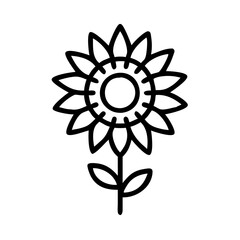 sunflower  vector icon, vector flower illustration, flower icon - simple vector illustration of a sunflower , ideal for floral designs, botanical art, and nature-themed projects..