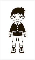 Cute Anime boy with big eyes isolated. Manga style. Hand drawn vector illustration