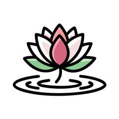 water lily flower vector icon, vector flower illustration, flower icon - simple vector illustration of a water lily flower, ideal for floral designs, botanical art, and nature-themed projects..