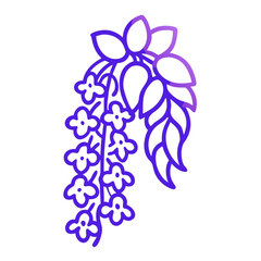 wisteria flower vector icon, vector flower illustration, flower icon - simple vector illustration of a wisteria flower, ideal for floral designs, botanical art, and nature-themed projects..