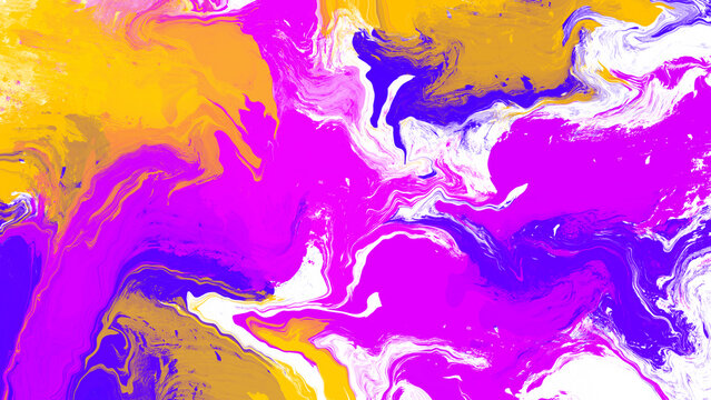 Abstract swirls yellow, white, purple and blue.