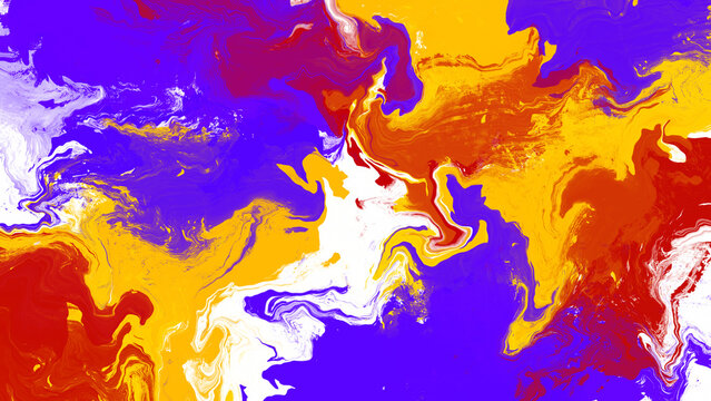 Abstract swirl pattern with red, orange, white, and blue.