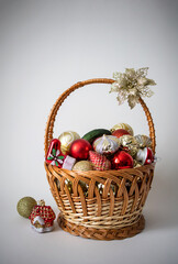 Basket with christmas balls