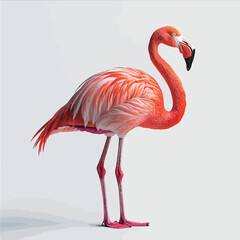 Flamingo on a white background. 3d render. Illustration. 