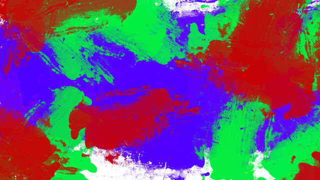 Abstract background red, green, blue, white paint strokes.