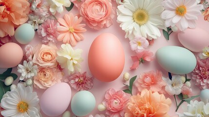 Colorful Spring Floral Arrangement with Easter Eggs