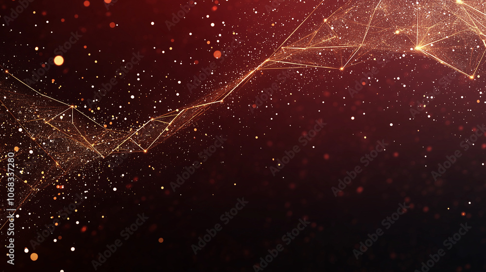 Aufkleber abstract connection: a mesmerizing abstract background featuring a golden mesh network, shimmering w