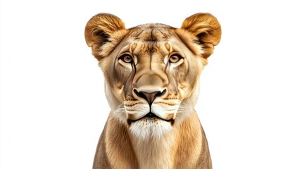 Realistic Lion Portrait Close-Up on White Background
