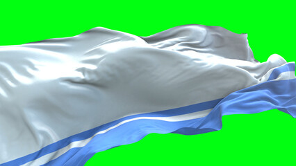 Altai Republic flag - 3D realistic waving flag on green screen background for chroma key