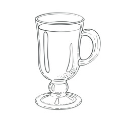 Vector Glass of mulled wine, a warm wine drink. High quality illustration. For cozy evenings, menus of cafes, showcases. Winter, autumn drink with citrus and apple 