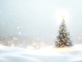 A Single Christmas Tree Standing in a Snowy Landscape